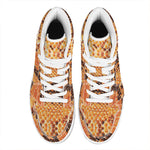 Orange Snakeskin Print High Top Leather Sneakers