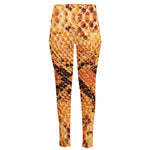 Orange Snakeskin Print High-Waisted Pocket Leggings