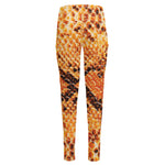 Orange Snakeskin Print High-Waisted Pocket Leggings