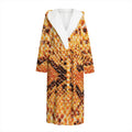 Orange Snakeskin Print Hooded Bathrobe