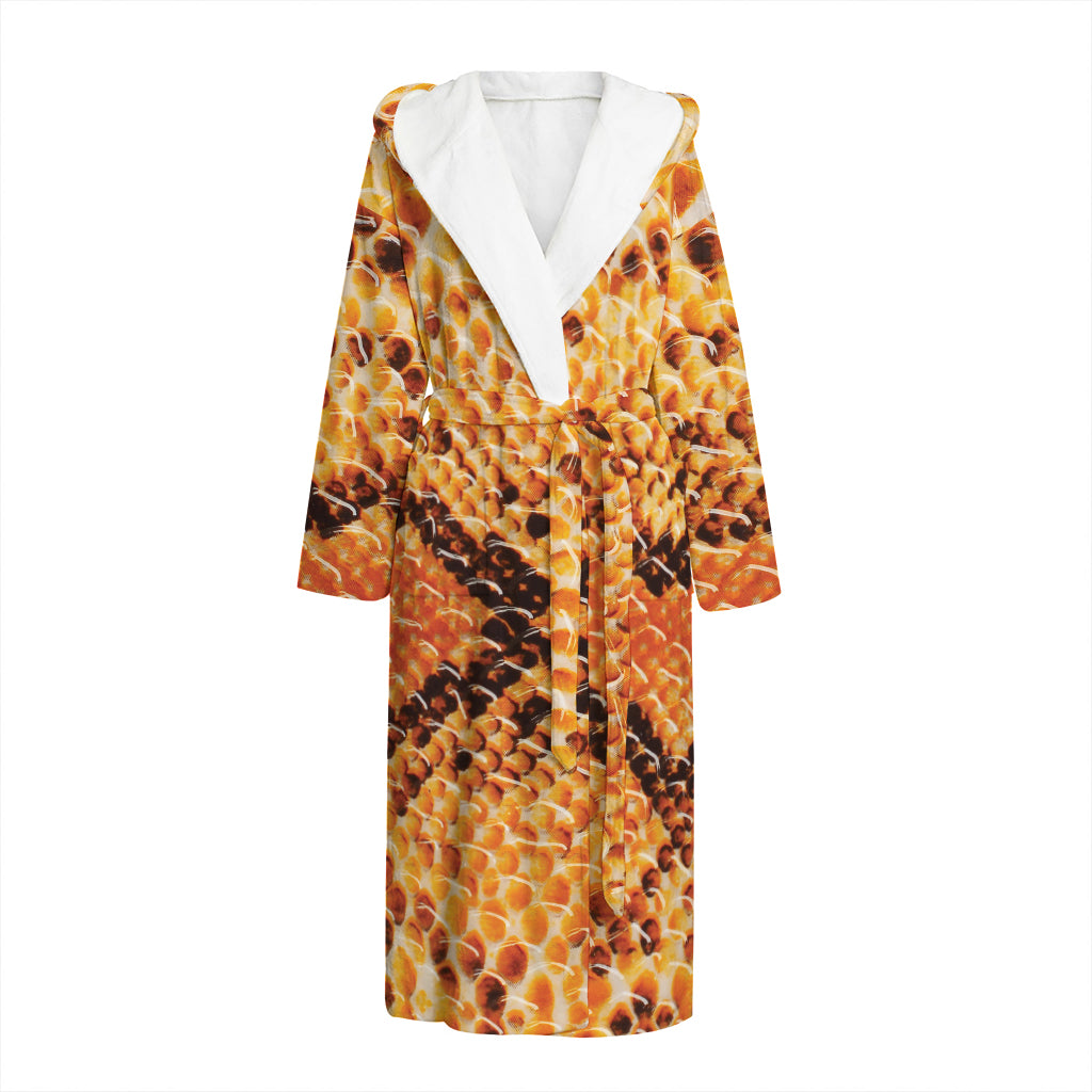Orange Snakeskin Print Hooded Bathrobe