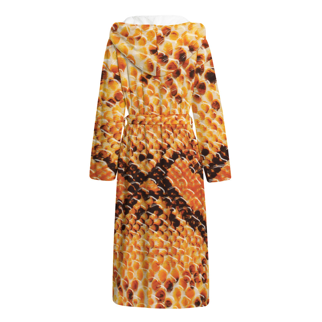 Orange Snakeskin Print Hooded Bathrobe