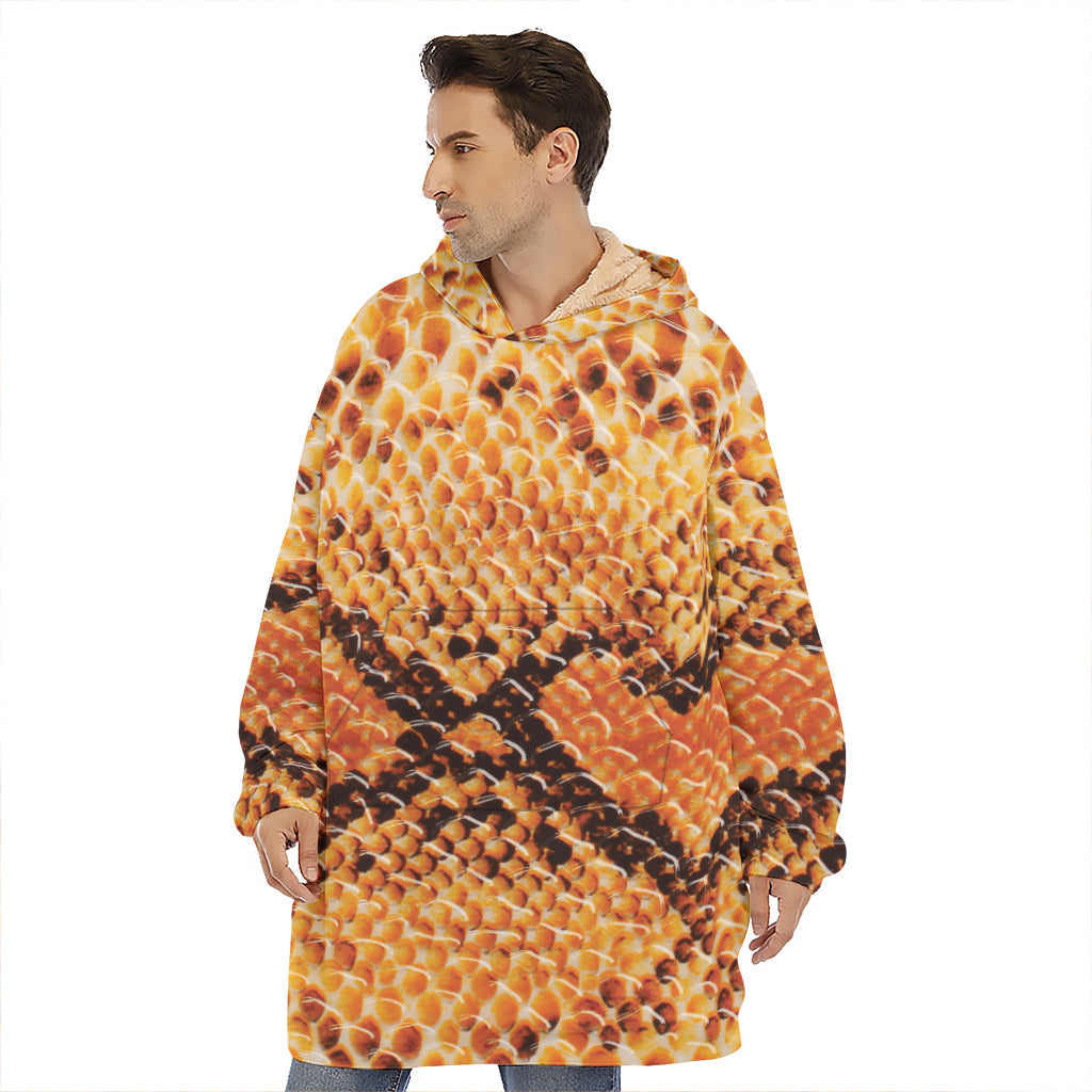 Orange Snakeskin Print Hoodie Blanket