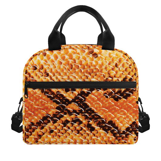 Orange Snakeskin Print Insulated Lunch Bag