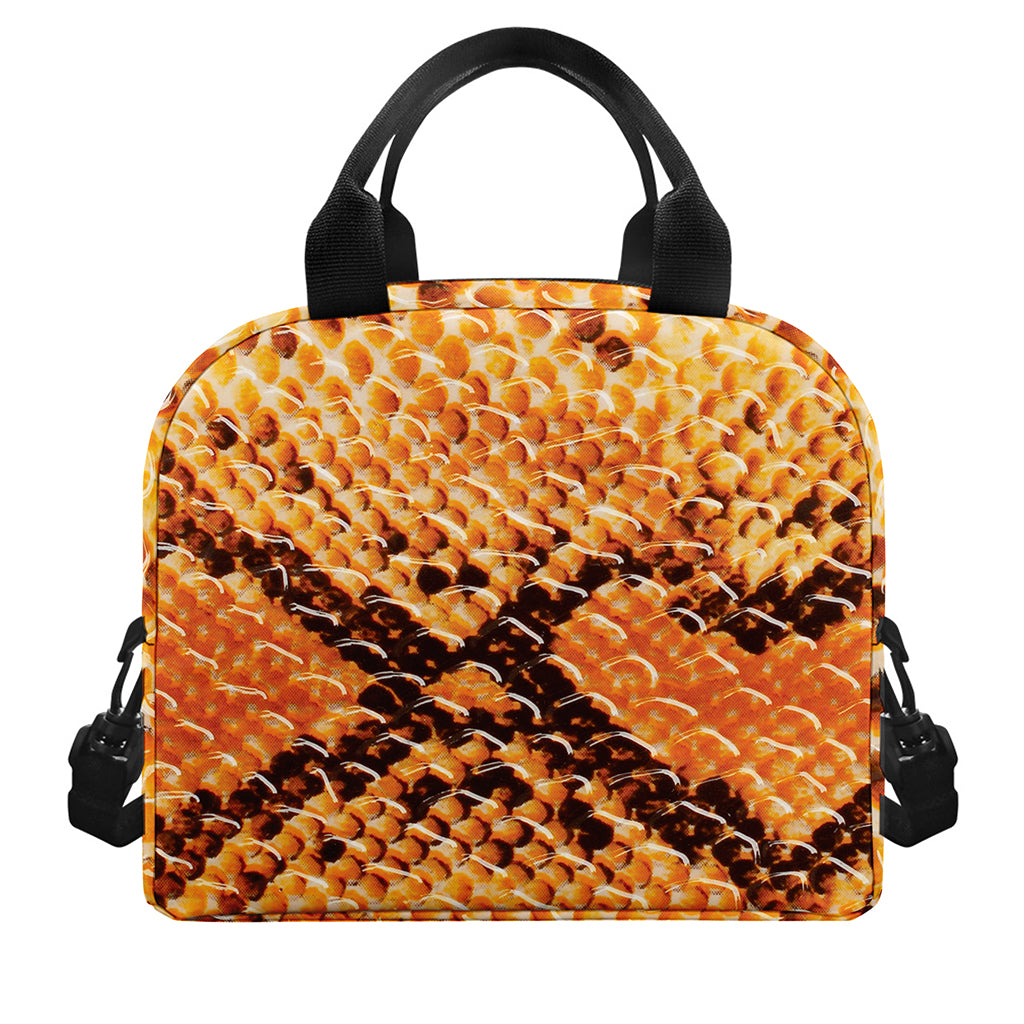Orange Snakeskin Print Insulated Lunch Bag