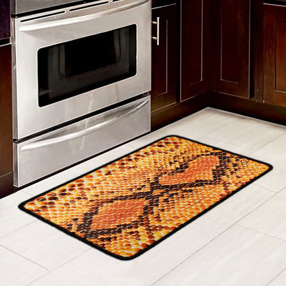 Orange Snakeskin Print Kitchen Mat