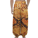 Orange Snakeskin Print Lantern Pants