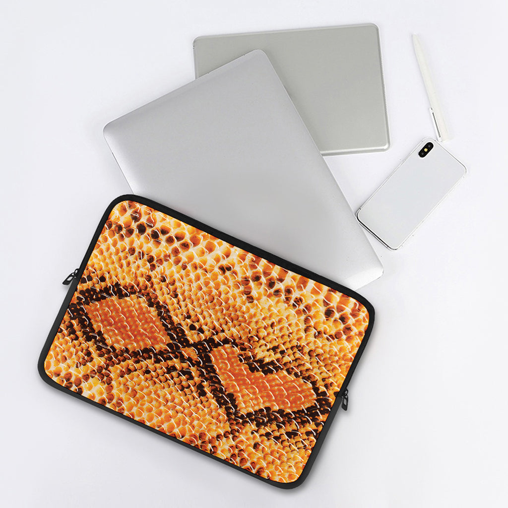 Orange Snakeskin Print Laptop Sleeve