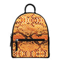 Orange Snakeskin Print Leather Backpack