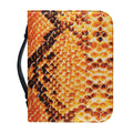 Orange Snakeskin Print Leather Bible Cover