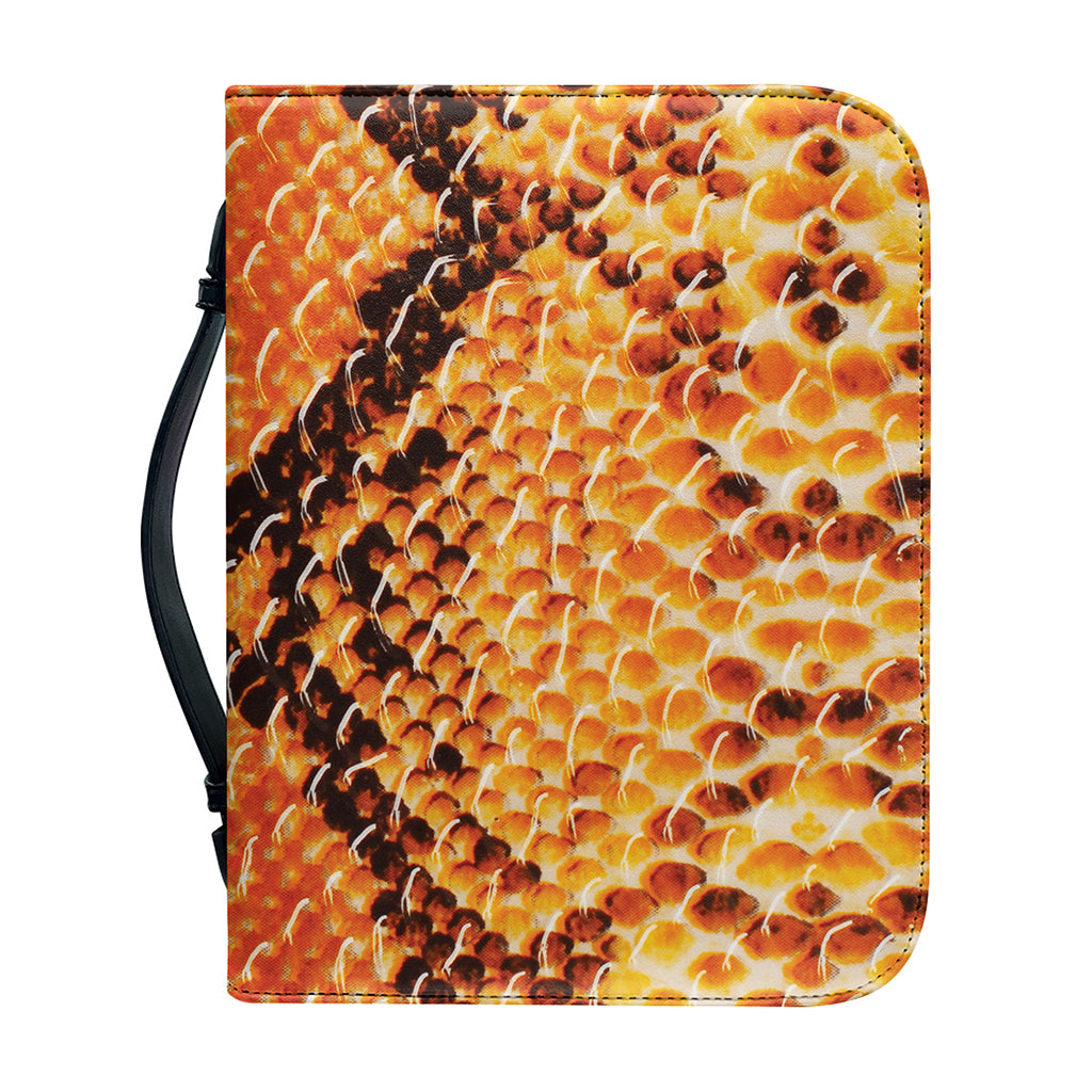 Orange Snakeskin Print Leather Bible Cover