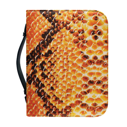Orange Snakeskin Print Leather Bible Cover