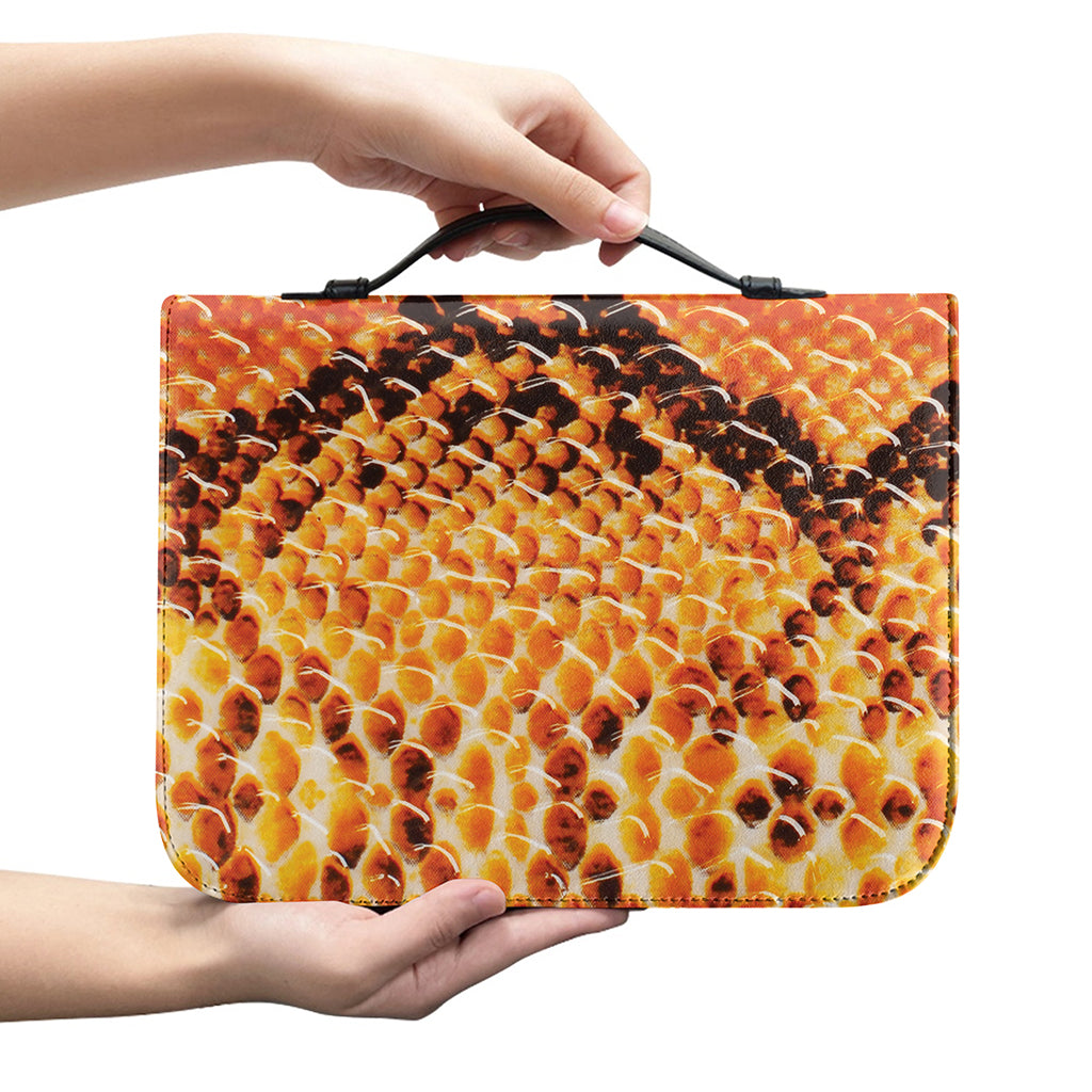Orange Snakeskin Print Leather Bible Cover