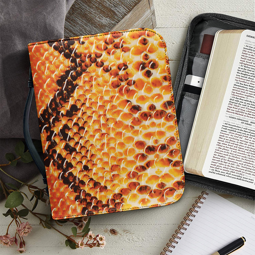 Orange Snakeskin Print Leather Bible Cover