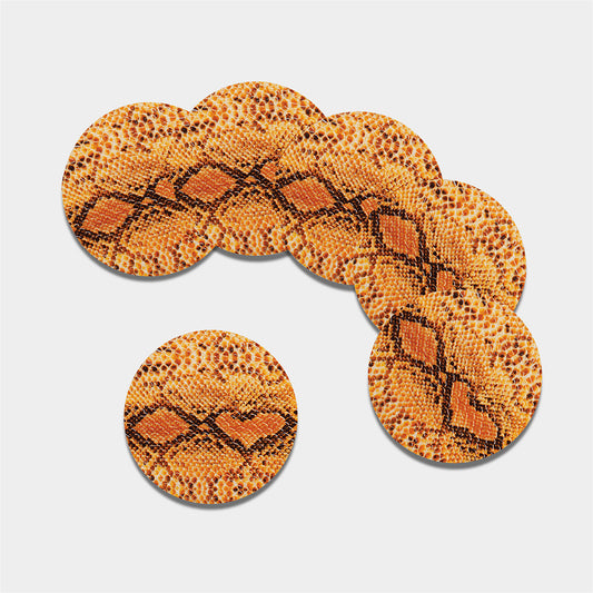 Orange Snakeskin Print Leather Coaster Set