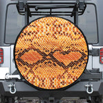 Orange Snakeskin Print Leather Spare Tire Cover
