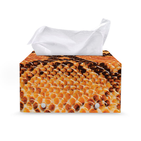 Orange Snakeskin Print Leather Tissue Box Cover