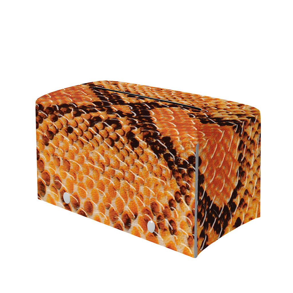 Orange Snakeskin Print Leather Tissue Box Cover