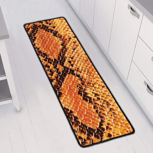 Orange Snakeskin Print Long Kitchen Mat