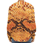 Orange Snakeskin Print Long Sleeve Baseball Jersey