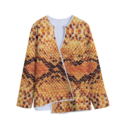 Orange Snakeskin Print Long Sleeve Short Coat