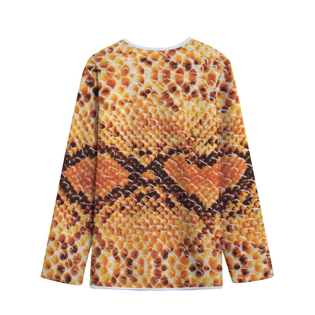 Orange Snakeskin Print Long Sleeve Short Coat