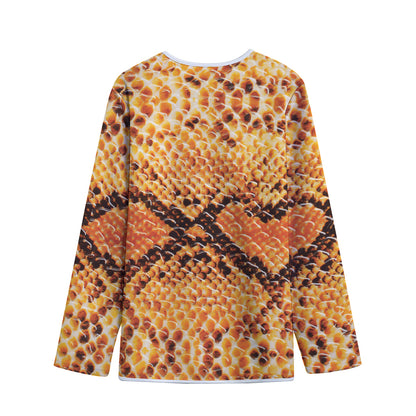 Orange Snakeskin Print Long Sleeve Short Coat