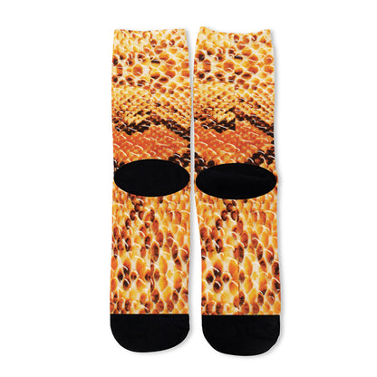Orange Snakeskin Print Long Socks