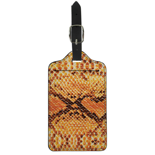 Orange Snakeskin Print Luggage Tag