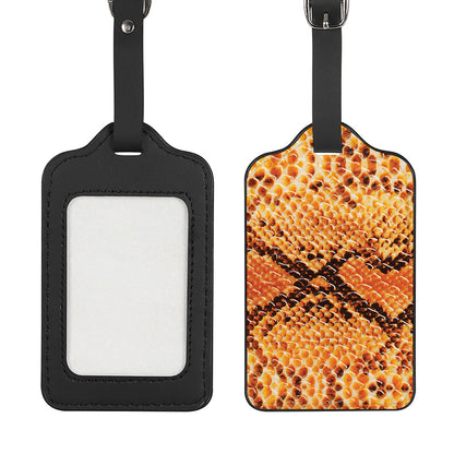Orange Snakeskin Print Luggage Tag