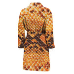 Orange Snakeskin Print Men's Bathrobe