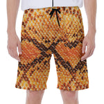 Orange Snakeskin Print Men's Beach Shorts