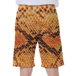 Orange Snakeskin Print Men's Beach Shorts