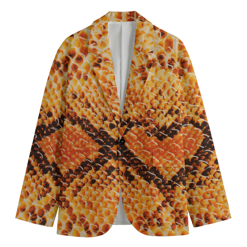 Orange Snakeskin Print Men's Blazer