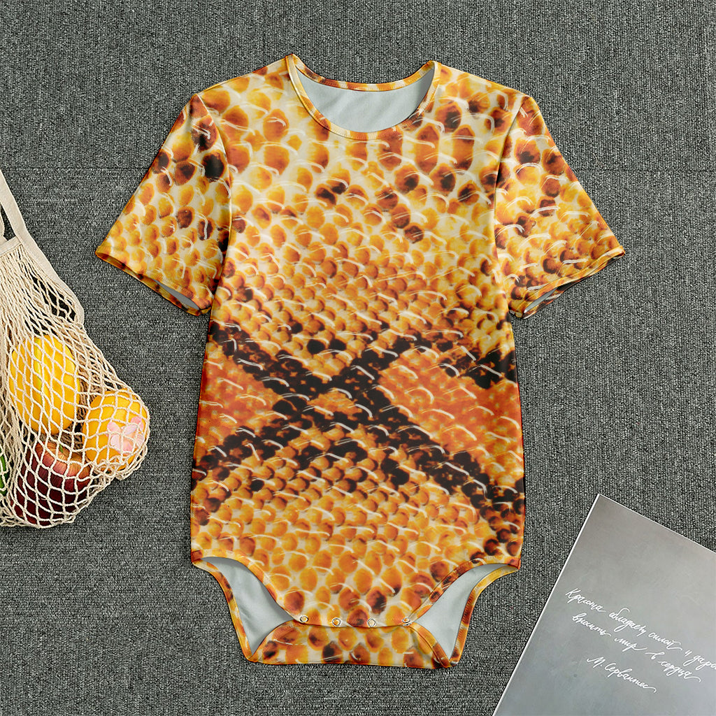Orange Snakeskin Print Men's Bodysuit