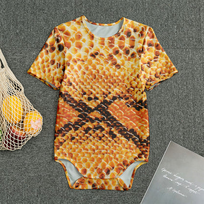 Orange Snakeskin Print Men's Bodysuit