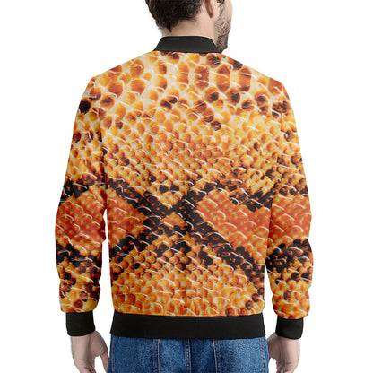 Orange Snakeskin Print Men's Bomber Jacket