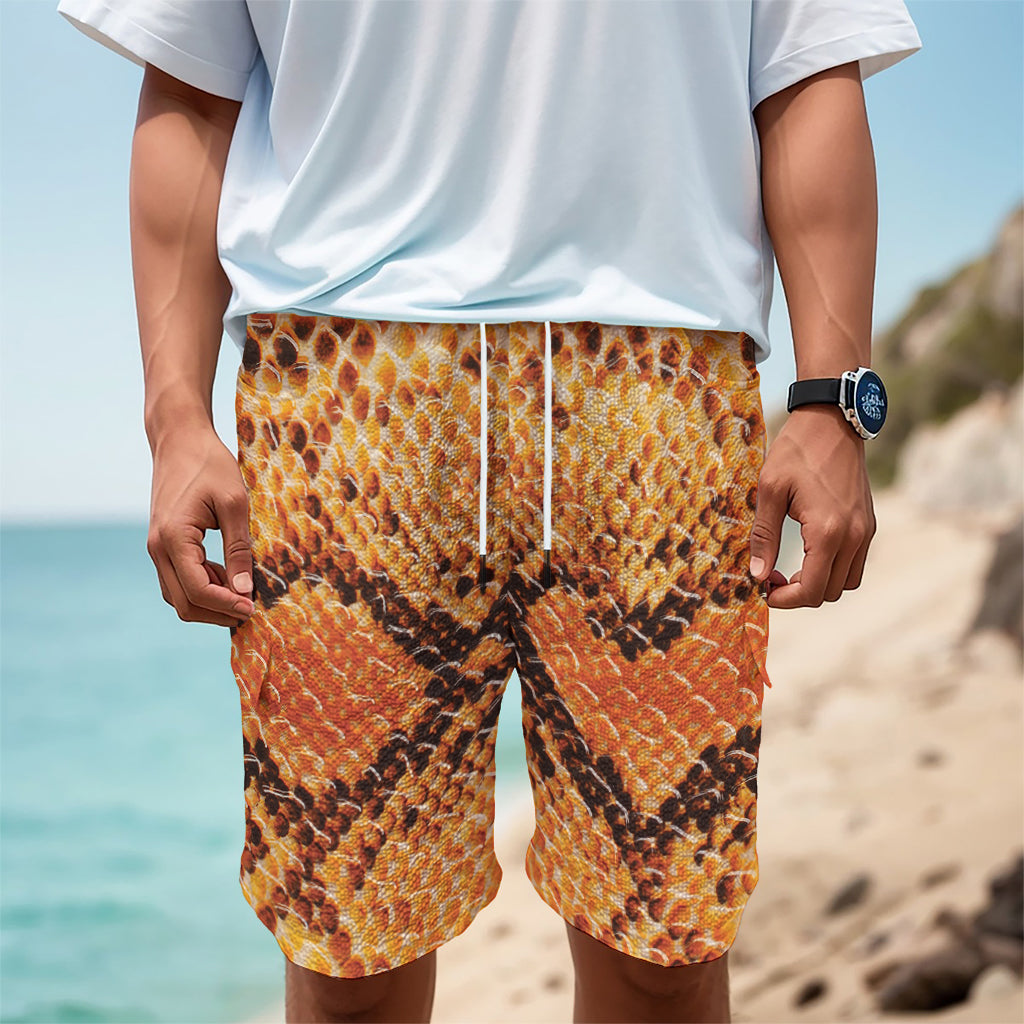 Orange Snakeskin Print Men's Cargo Shorts