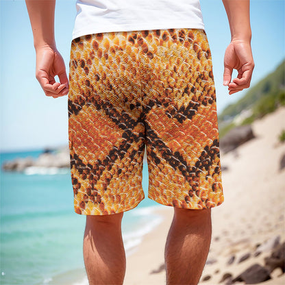 Orange Snakeskin Print Men's Cargo Shorts