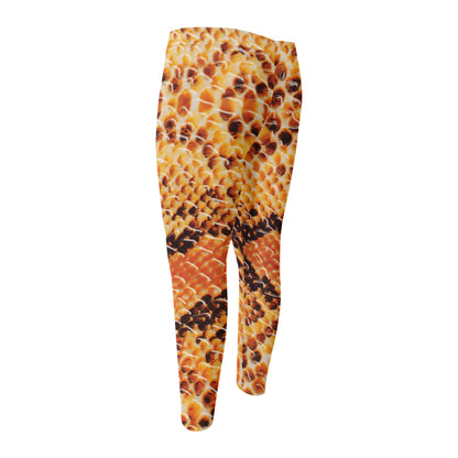 Orange Snakeskin Print Men's Compression Pants