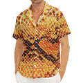 Orange Snakeskin Print Men's Deep V-Neck Shirt