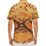 Orange Snakeskin Print Men's Deep V-Neck Shirt