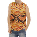 Orange Snakeskin Print Men's Fitness Tank Top