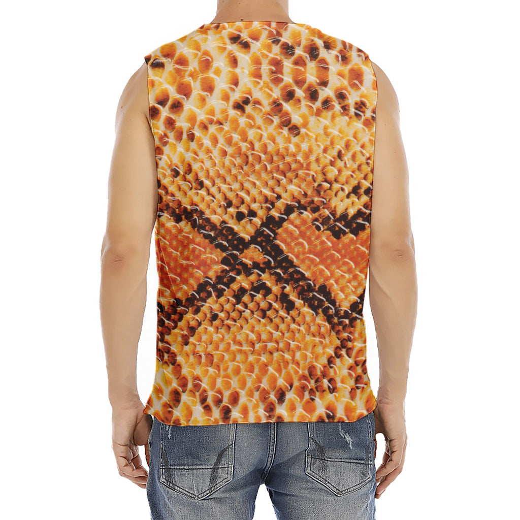 Orange Snakeskin Print Men's Fitness Tank Top