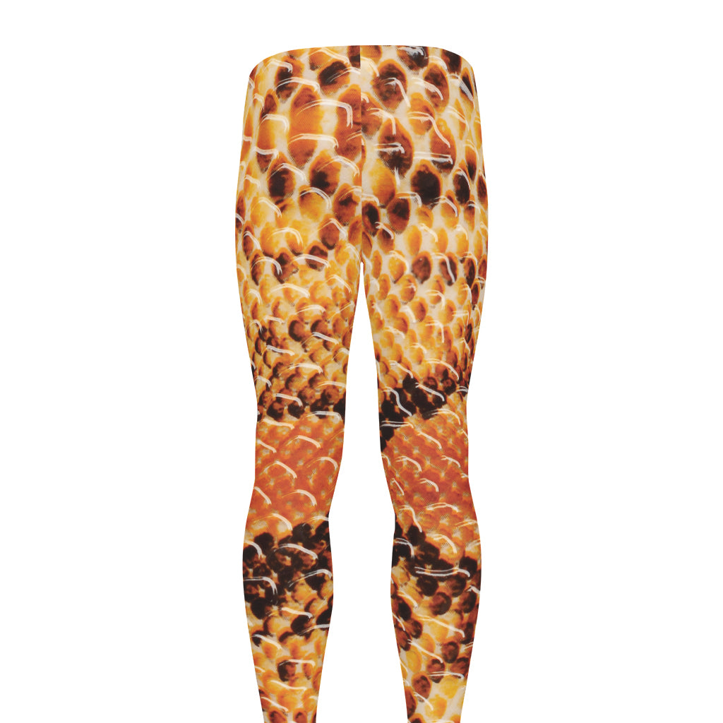 Orange Snakeskin Print Men's leggings