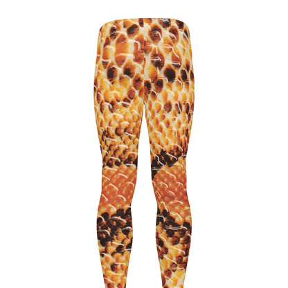 Orange Snakeskin Print Men's leggings