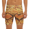 Orange Snakeskin Print Men's Long Boxer Briefs