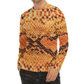 Orange Snakeskin Print Men's Long Sleeve Rash Guard