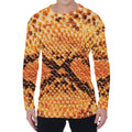 Orange Snakeskin Print Men's Long Sleeve T-Shirt
