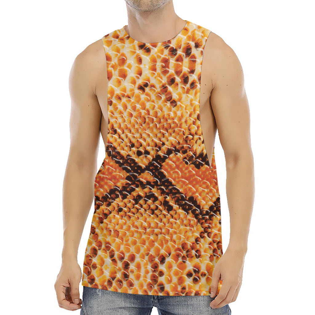 Orange Snakeskin Print Men's Muscle Tank Top